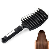 Detangle Nylon Boar Bristle Brush Head Scalp Comb Black