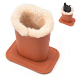 Soft Plush Lined PU Leather Eyeglasses Desk Holder Stand with Base Brown