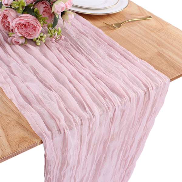 90 x 300cm Easter Cheesecloth Table Runner Boho Rustic Table Runner for Wedding Party Home Decor Pink