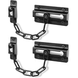 2 PCS Door Chain Lock Security Door Chain for Inside Door with 12 Screws Black