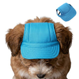 Pet Baseball Cap with Ear Holes Adjustable Strap for Dogs Cats Blue
