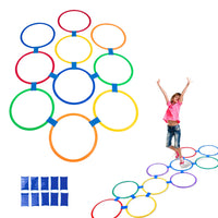 38cm Hopscotch Ring Game Set with 10 Pcs Connectors Kids Agility Training Toys Outdoor Indoor Game