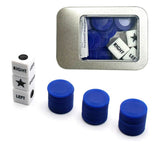 Left Right Center Dice Game Set with 3 Dice and 24 Chips for Family Fun Blue