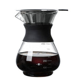 400ml Pour Over Coffee Maker High-Heat Borosilicate Glass with Reusable Stainless Steel Filter