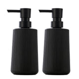 2PCS Ribbed Glass Soap Dispenser Bottles 350ml for Bathroom and Kitchen Black