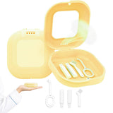 Retainer Case with Mirror and Removal Tool for Mouth Guard Storage Yellow