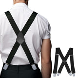 Adjustable X Back Suspenders Men's Elastic with 4 Metal Clips 120cm Black