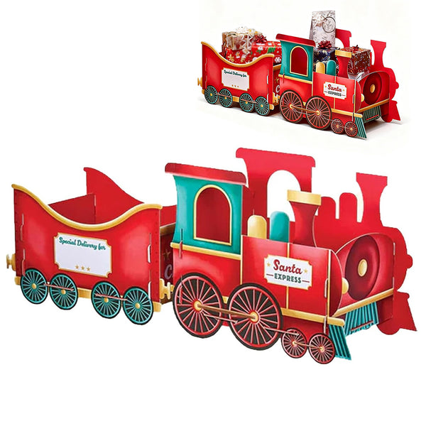 Santa Gift Train Christmas Cardboard Gift Box – Present Holder Home Decoration Style 1