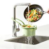 Colander Strainer Skimmer Basket Filter Drain Kitchen Sink Rack with Quick Release Bottom Green