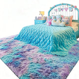 Cute Furry Pastel Rug Soft Fluffy Carpet for Living room Blue