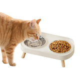 Elevated Double Stainless Steel Pet Food and Water Bowl Set White