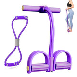 Resistance Bands-6 Tube Pedal Ankle Puller for Strength Training Home Gym Exercise Equipment Purple