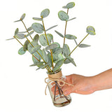 Artificial Eucalyptus Stems in Glass Vase with Faux Water for Home Decor Coffee Table Centerpieces Decorations Green