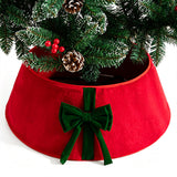 Christmas Tree Skirt Collar with Bow for Stand and Wire Cover Red