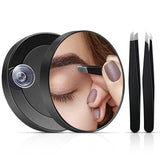 40X Magnifying Mirror Round Compact Mirror with Suction Cup with Tweezers for Makeup