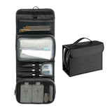 PU Leather Multifunctional Toiletry Bag Hanging Travel Organizer Makeup Cosmetic Case Black