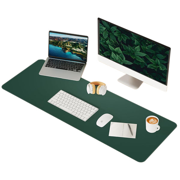 PU Leather Desk Mat Protector Non-Slip Mouse Mat Water Resistant Desk Blotter Pad for Office and Home Green