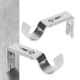 2PCS Adjustable Curtain Rod Brackets – Wall Mount Holders for Drapes Sliver