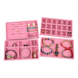 4pcs Stackable Jewelry Organizer Boxes Set for Earrings Rings Necklaces Bracelets Pink