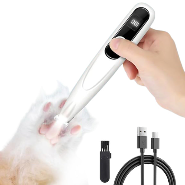 Cordless Pet Paw Trimmer with LED Light Rechargeable Grooming Tool for Dog Cat White