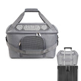 Pet Carrier Cat Travel Bag Portable Soft Sided Comfort Case Grey