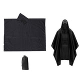 3-in-1 Hooded Rain Poncho for Adult with Pocket, Waterproof Lightweight Black