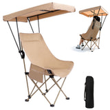 Folding Canopy Beach Camping Chairs for Camping Fishing Beach Khaki