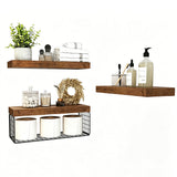 3 Tier Bathroom Shelves Over Toilet Wall Mounted Floating Shelves Toilet Paper Storage Brown