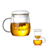 Glass Tea Cup with Infuser and Lid for Loose Leaf Tea Blooming Tea Small