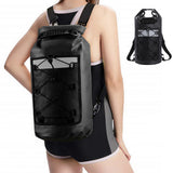Roll-Top Backpack Dry Bag with Handle for Fishing Boating and Camping Black