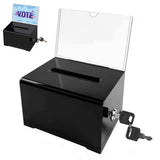 Lockable Collection Box with Keys for Suggestion Donations Voting Black