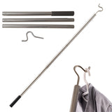 Stainless Steel Clothes Hook Pole Clothes Hanger Reaching Hook for Hanging Clothes Medium