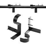 2Pcs Bracket Hang Curtain Rod Holders Single Hook Tap Right Into Window Frame Rod Black