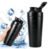 750ml 304 Stainless Steel Workout Gym Protein Mixer Shaker Bottle Cup Drink Mixer Black