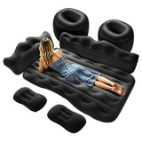 Inflatable Travel Car Air Mattress Back Seat Bed and Rest W/Pillows Pump and Bag Black