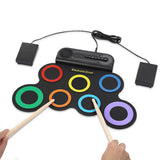 Electric Portable Roll-Up Drum Toy Set with Sticks Practice Pad Mixed Colors