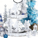 8Pcs 3D Wooden Snowflake Table Decor Christmas Winter Wonderland Centerpiece - White Snowflake