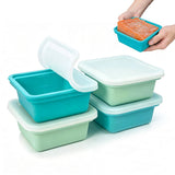 4Pcs Silicone Freezer Tray for Soup Ice Cubes with Lid for Meal Prep Style 2