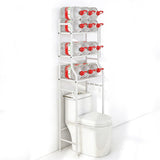 3 Tier Over Toilet Storage Shelf Rack with Paper Holder and Hooks White