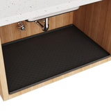 Under Sink Silicone Mat Raised Edge for Cabinet Floor Protection Black