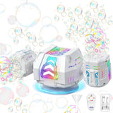 RGB LED Bubble Machine Rechargeable for Party Wedding Event Use White