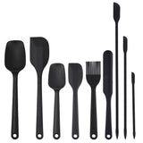 9 PCS Silicone Spatula Set Non-Stick Baking Utensils with Ergonomic Grip Black