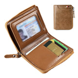 RFID Shielding PU Wallet Anti-theft Cash Credit Card Holder ID Purse Khaki