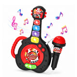 Guitar Toy with LED Lights Detachable Microphone and Music Black