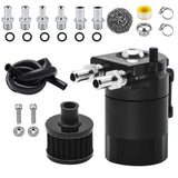 Oil Catch Breather Can Kit Universal Petrol Filter with Air Filter and Cleaning Balls Black