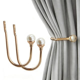 2Pcs U Shape Home Harmony Decorative Curtain Holdbacks with Screws Gold