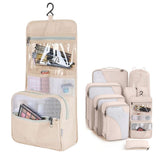 8Pcs Set Travel Packing Cubes Compression Storage Bags for Suitcases Beige