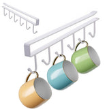 No-Drill Metal Hanging Rack – 6-Hook Organizer for Cabinets & Closets White