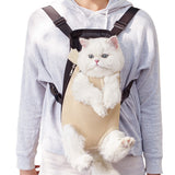 Mesh Dog Cat Carrier Backpack Breathable Front Back Carrying Apricot