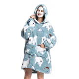 Adult Extra Long Oversized Hoodie Wearable Blanket Plush Sweatshirt Soft Fleece Polar Bear